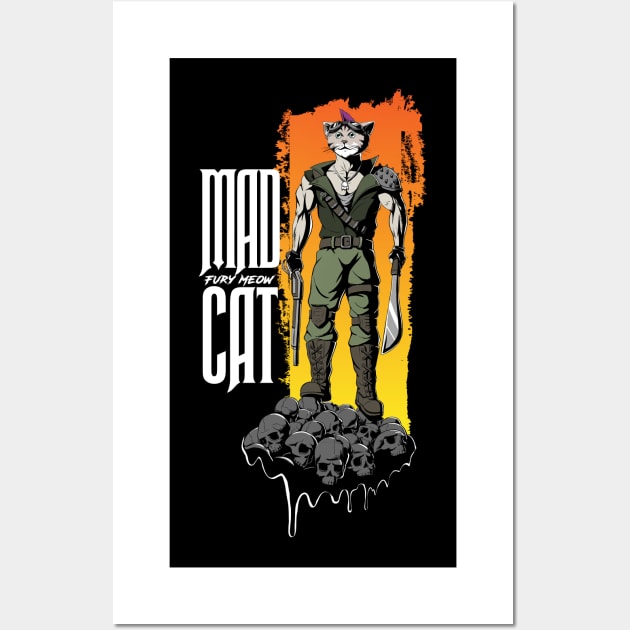 Post-Apocalyptic Badass Mad Cat Fury Meow Wall Art by Canache Shop